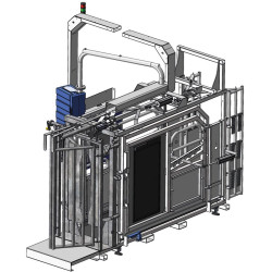 Cage de contention LVAPI - 3 portillons - Parois largeur variable - Panneaux latéraux ouvrants avec portillons