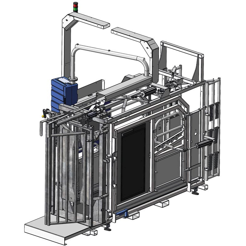 Cage de contention LVAPI - 3 portillons - Parois largeur variable - Panneaux latéraux ouvrants avec portillons