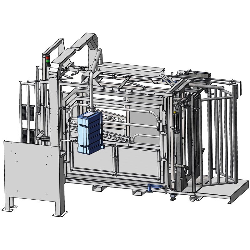 Cage de contention LVAPI - 3 portillons - Parois largeur variable - Panneaux latéraux ouvrants avec portillons
