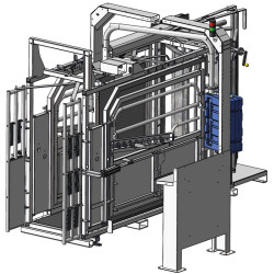 Cage de contention LVAPI - 3 portillons - Parois largeur variable - Panneaux latéraux ouvrants avec portillons