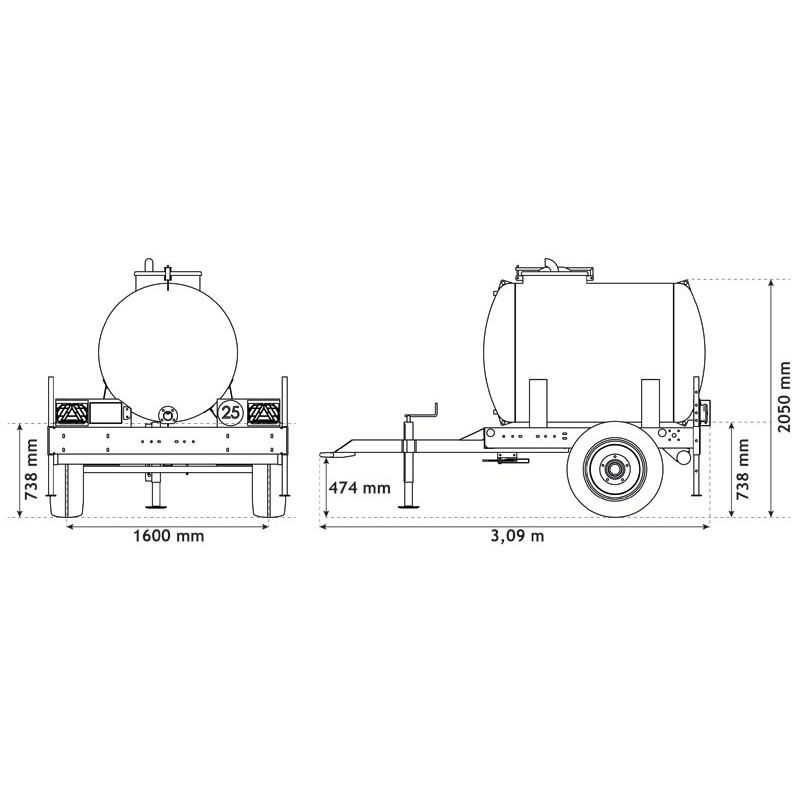 Citerne à eau 1500 litres - citerne roulante Citerne à eau 1500 litres - citerne roulante