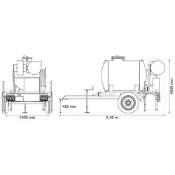 Citerne à eau 890 litres - citerne roulante espaces verts Citerne à eau 890 litres - citerne roulante espaces verts
