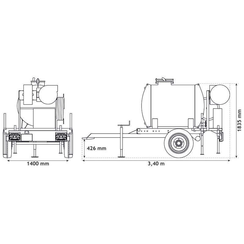 Citerne à eau 890 litres - citerne roulante espaces verts Citerne à eau 890 litres - citerne roulante espaces verts