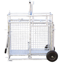 Cage de pesage roulante pour ovins avec cadran de pesée 
