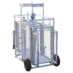 Cage de pesage roulante pour ovins avec cadran de pesée 