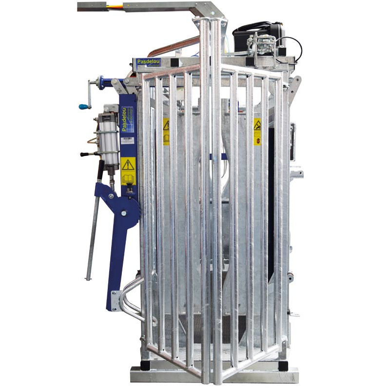 Cage de contention LVAP - 4 portillons - Parois largeur variable - Panneaux latéraux ouvrants avec portillons