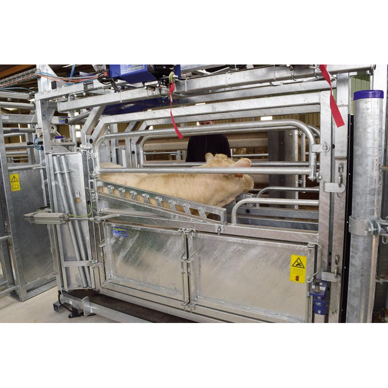 Cage de contention LVAP - 4 portillons - Parois largeur variable - Panneaux latéraux ouvrants avec portillons