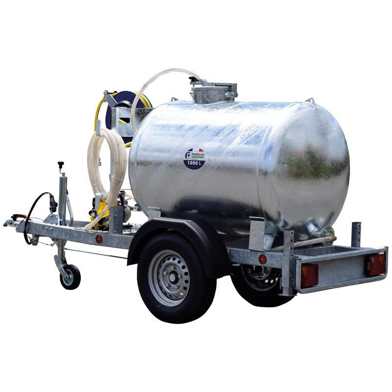 Remorque citerne à eau 1000 litres espaces verts - Routière 90km/h - PTC 1,5 T