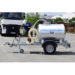 Remorque citerne à eau 1000 litres espaces verts - Routière 90km/h - PTC 1,5 T