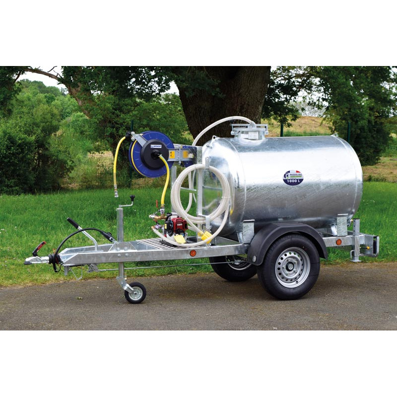 Remorque citerne à eau 1000 litres espaces verts - Routière 90km/h - PTC 1,5 T