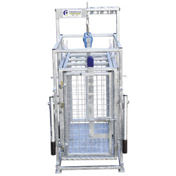 Cage de pesage roulante pour ovins avec cadran de pesée 