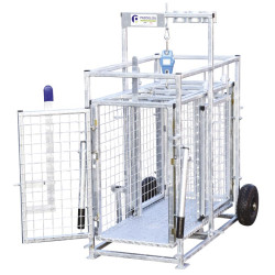 Cage de pesage roulante pour ovins avec cadran de pesée 