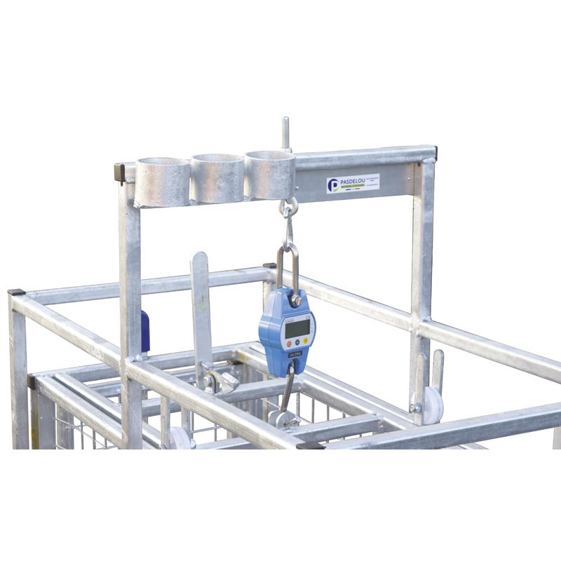 Cage de pesage roulante pour ovins avec cadran de pesée 